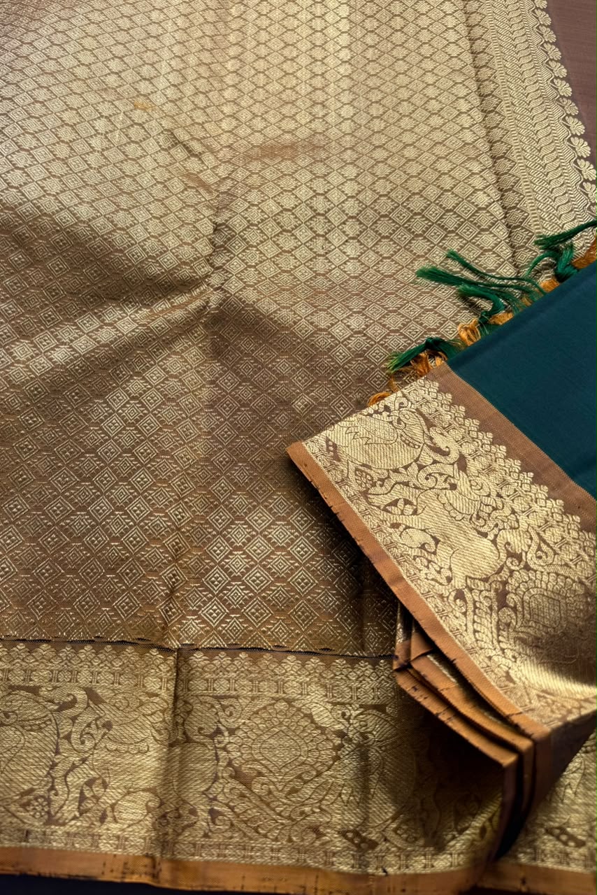Bottle Green Pure Kanchi Silk Saree 108