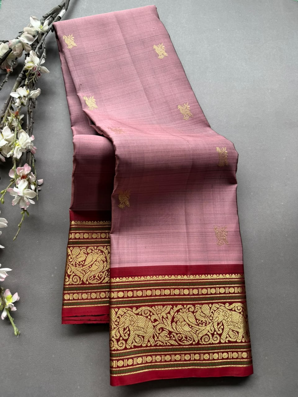 Pastel Pink Pure Kanchi Silk Saree 108
