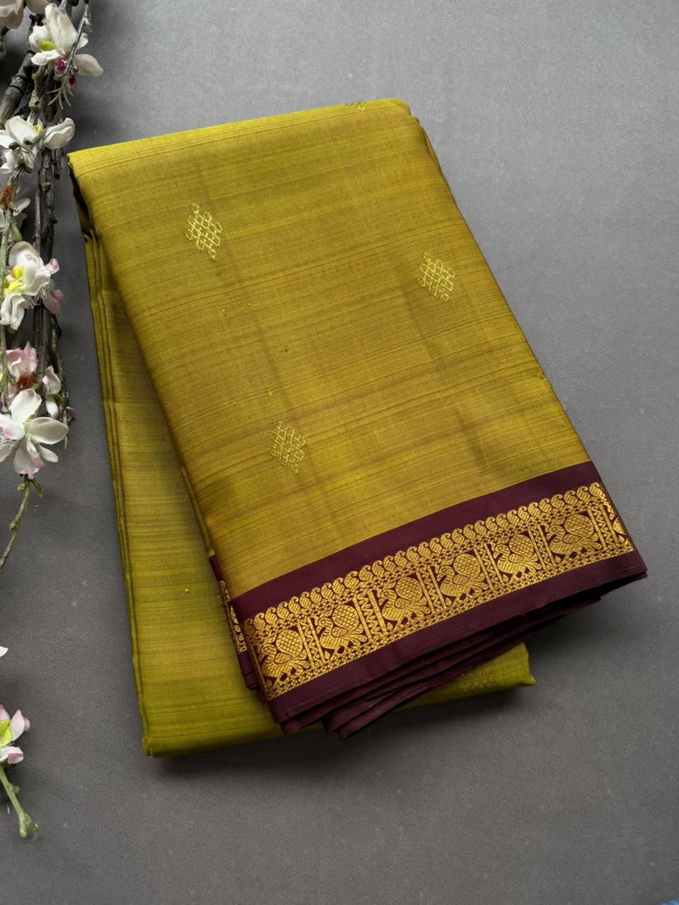 Mehandi Green Pure Kanchi Silk Saree 108