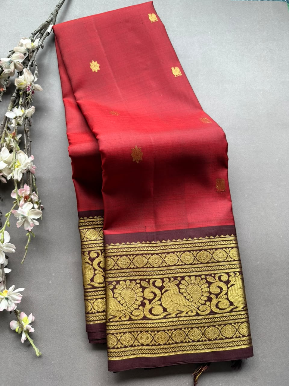 Maroon Pure Kanchi Silk Saree 108