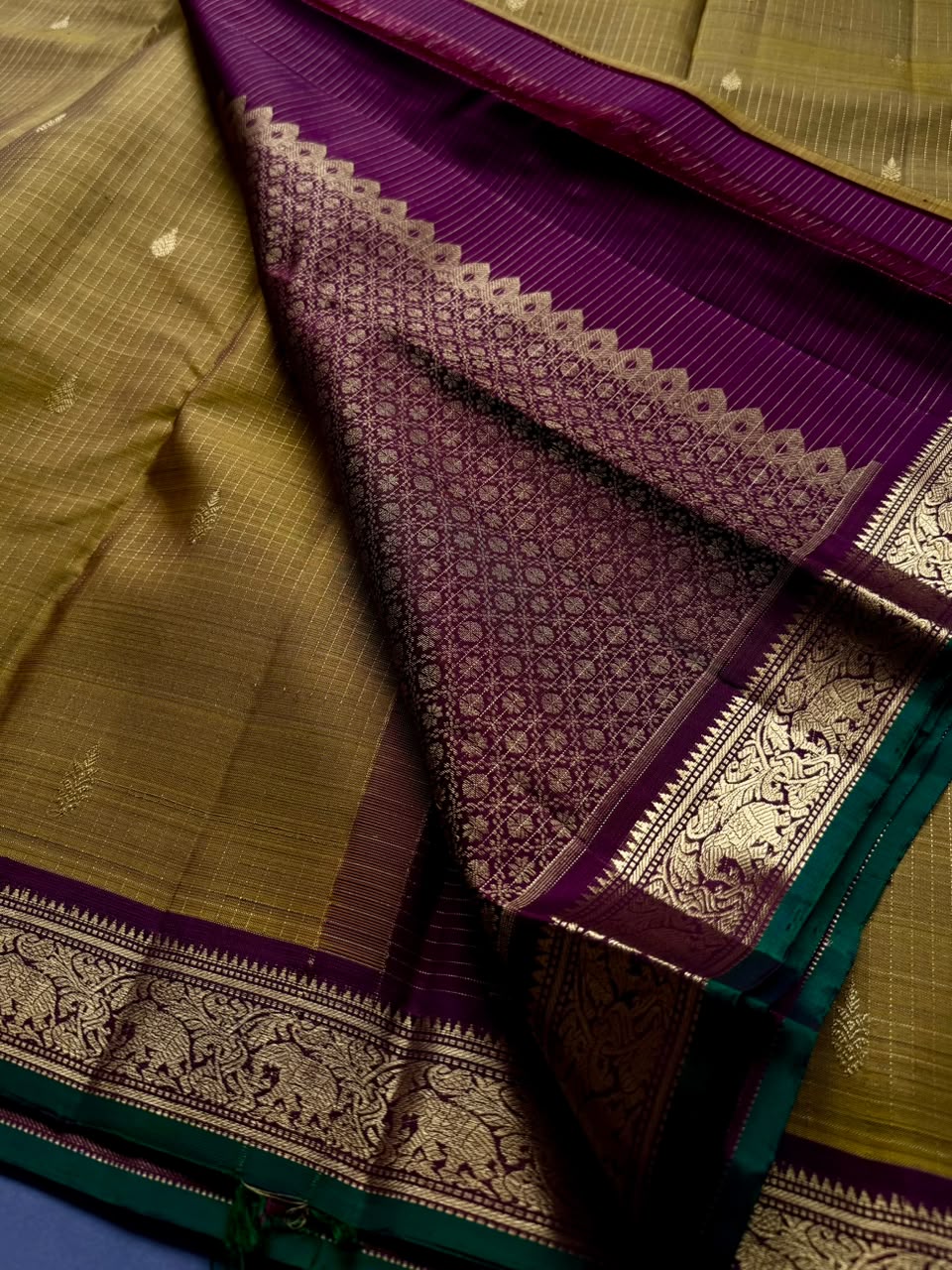 Mustard Pure Kanchi Silk Saree 108