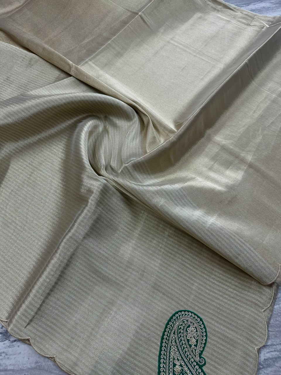 Cream Tissue Saree with Stitched Blouse 108