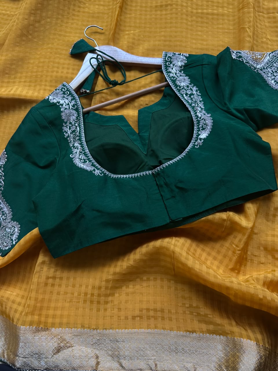 Yellow Dola Crepe Saree with Stitched Blouse 108