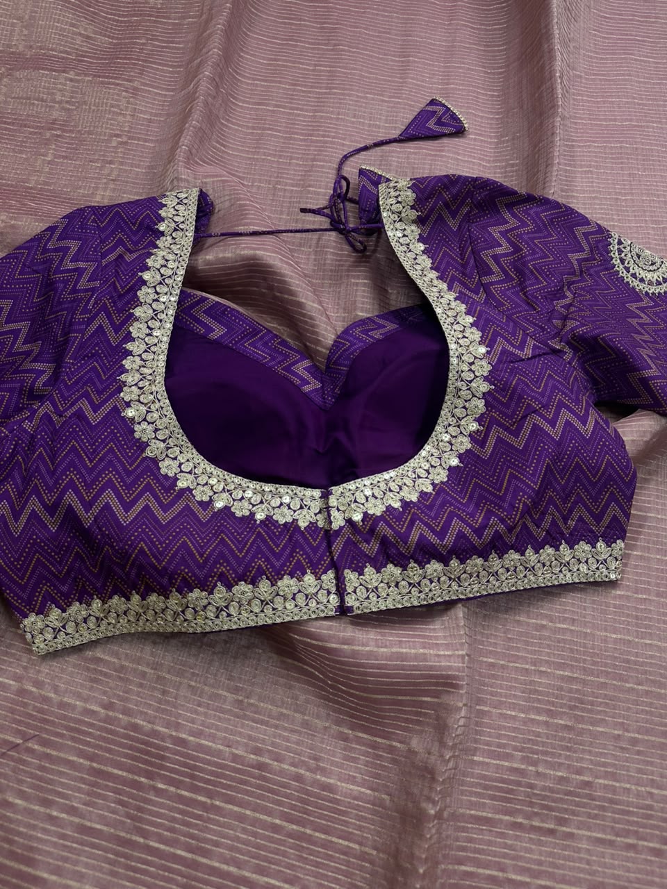 Lilac Tissue Saree with Stitched Blouse 108