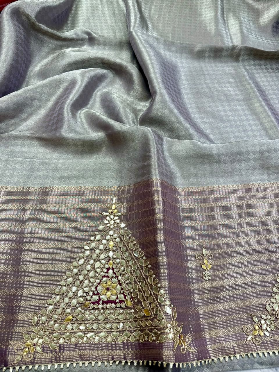 Cream Tissue Saree with Stitched Blouse 108