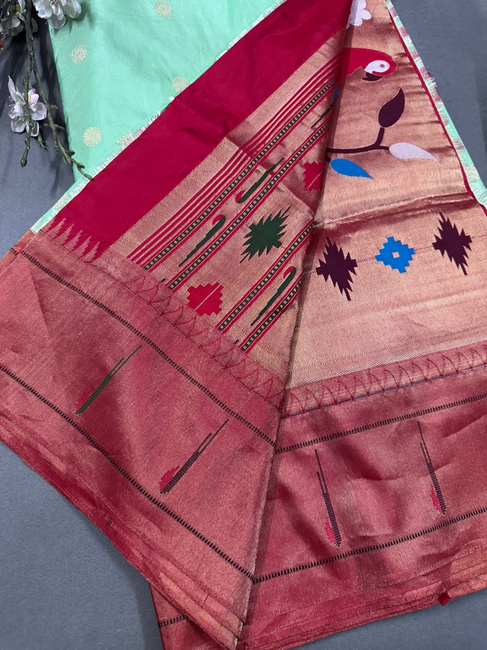 Pastel Green Pure Paithani Silk Saree (Swara)