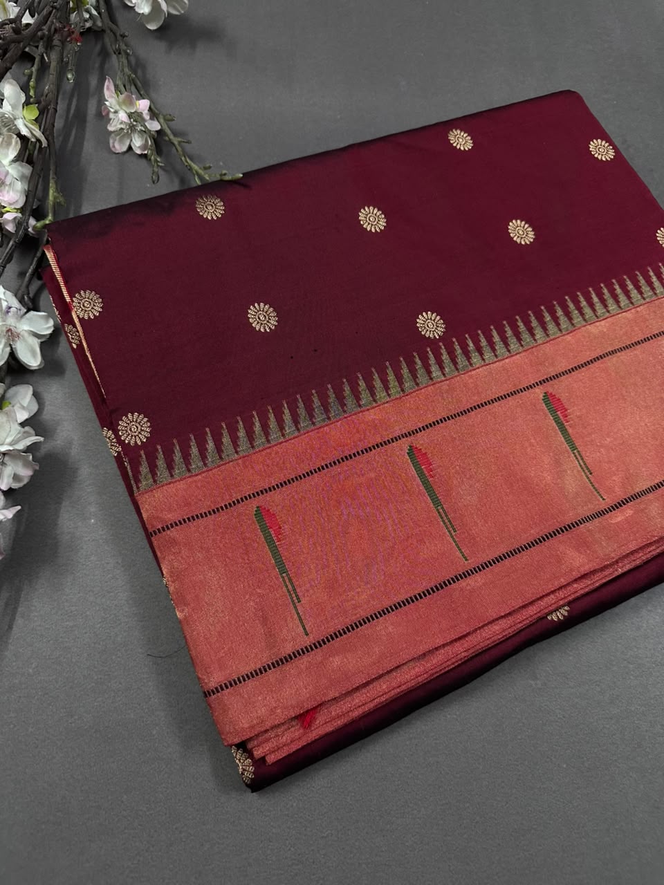 Maroon Pure Paithani Silk Saree (Swara)