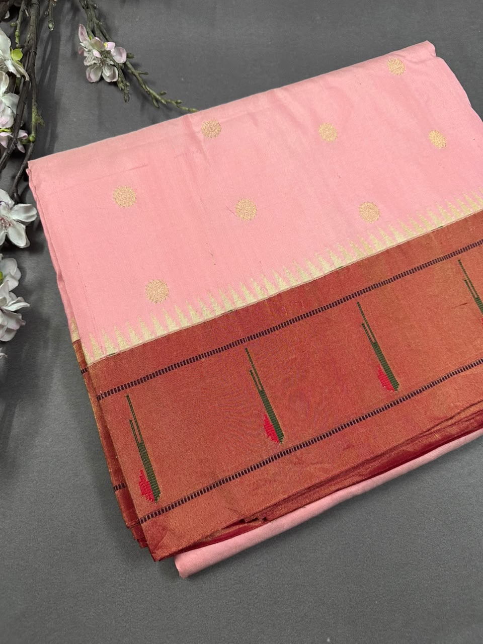 Peach Pure Paithani Silk Saree (Swara)