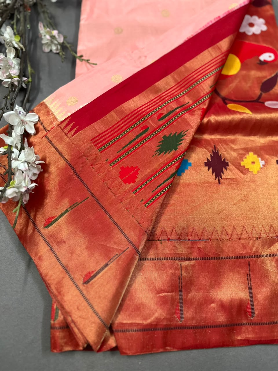 Peach Pure Paithani Silk Saree (Swara)