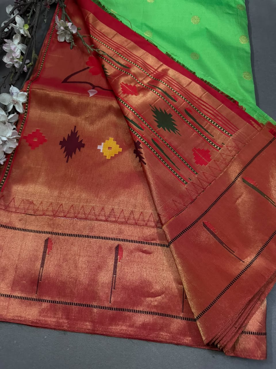 Green Pure Paithani Silk Saree (Swara)