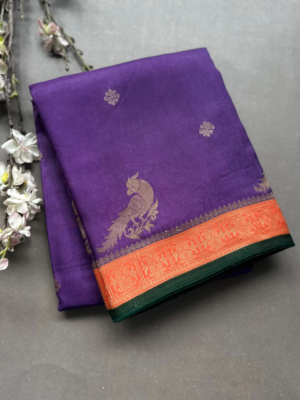 Purple soft semi crepe saree 108