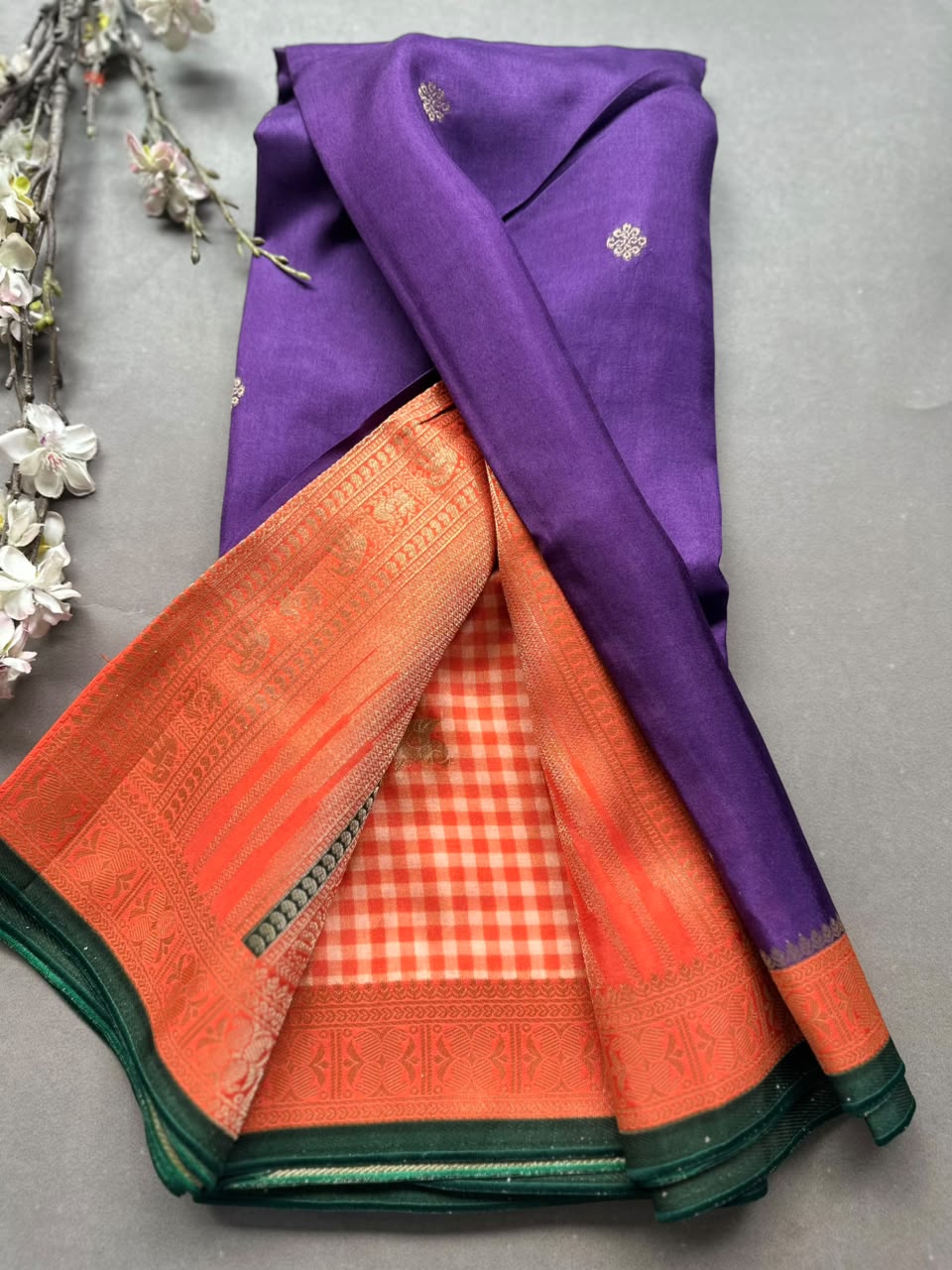 Purple soft semi crepe saree 108