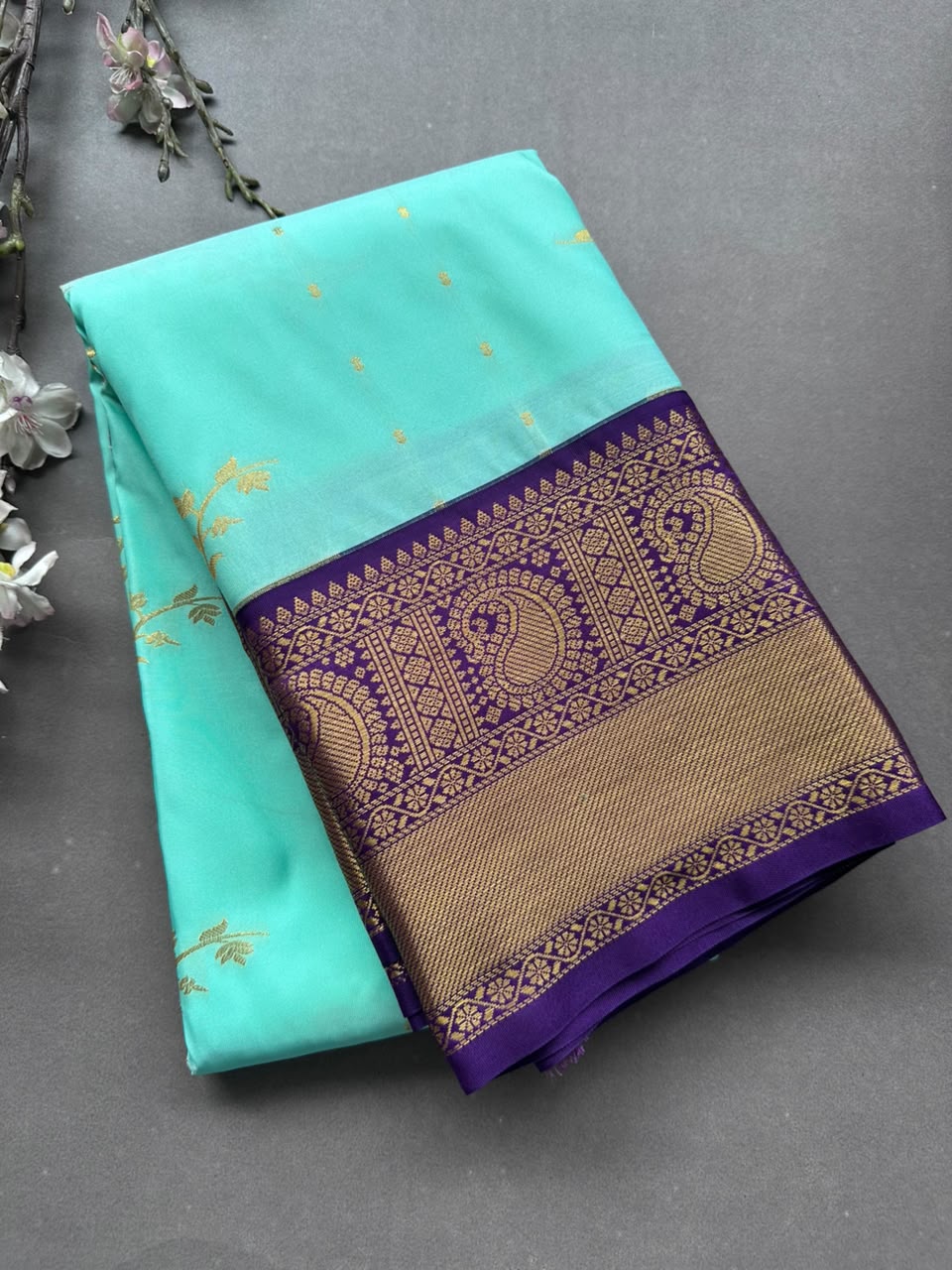 Pastel blue Semi Kanchi Saree 108