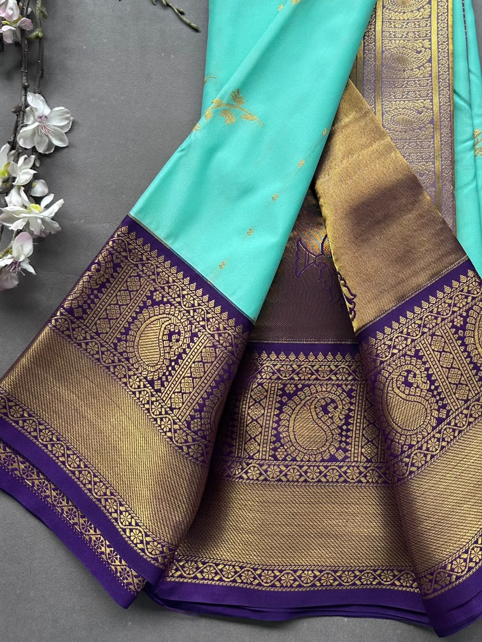 Pastel blue Semi Kanchi Saree 108