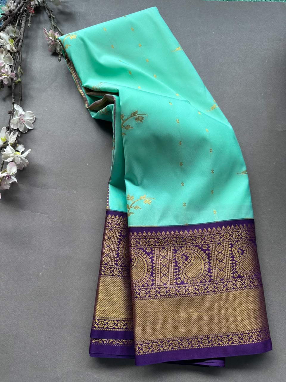 Pastel blue Semi Kanchi Saree 108
