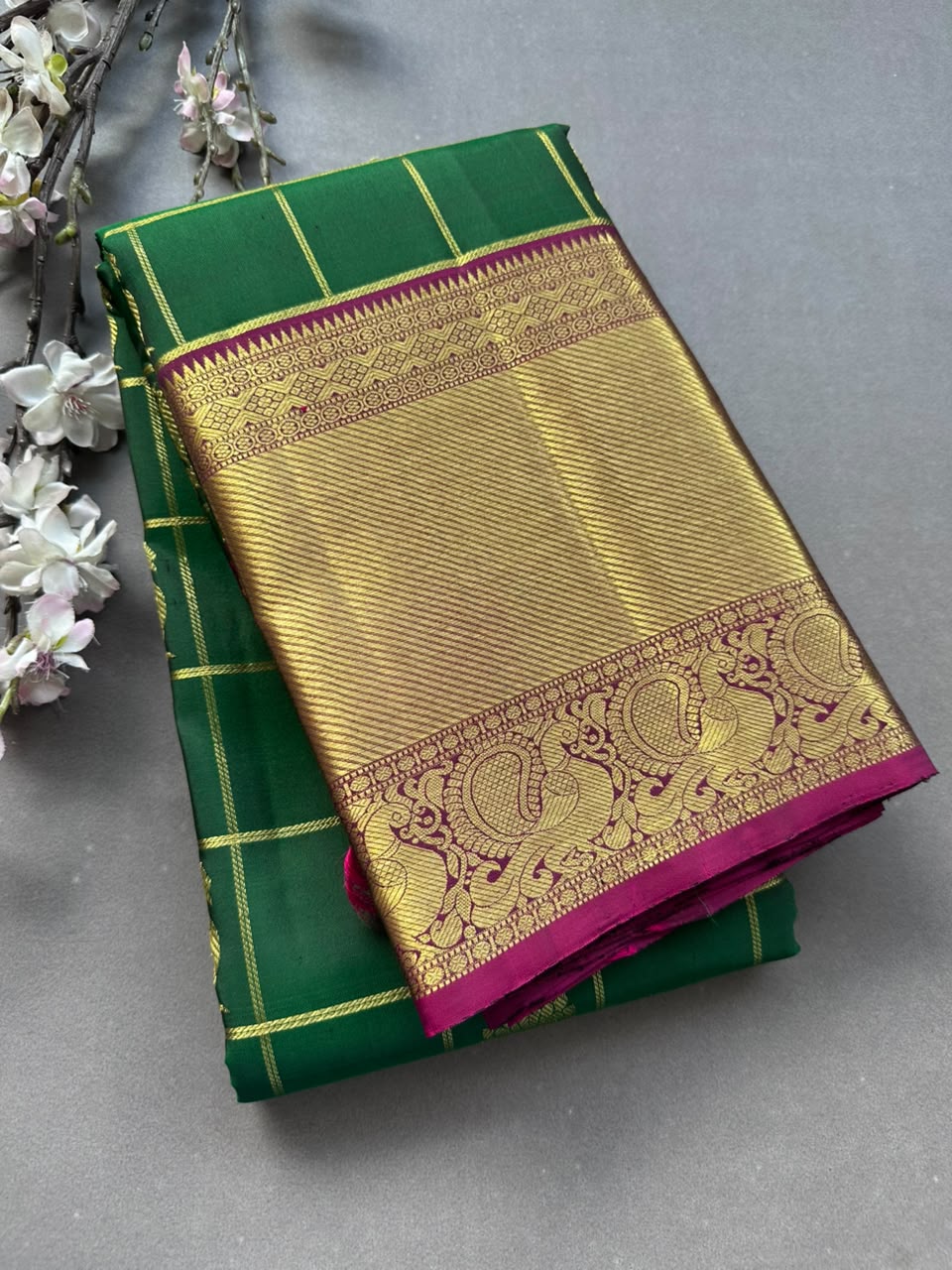Green n wine Pure Kanchi Silk Saree 108