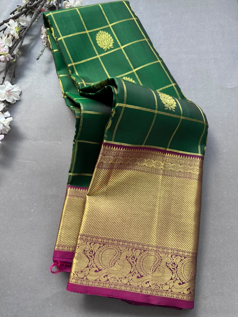 Green n wine Pure Kanchi Silk Saree 108