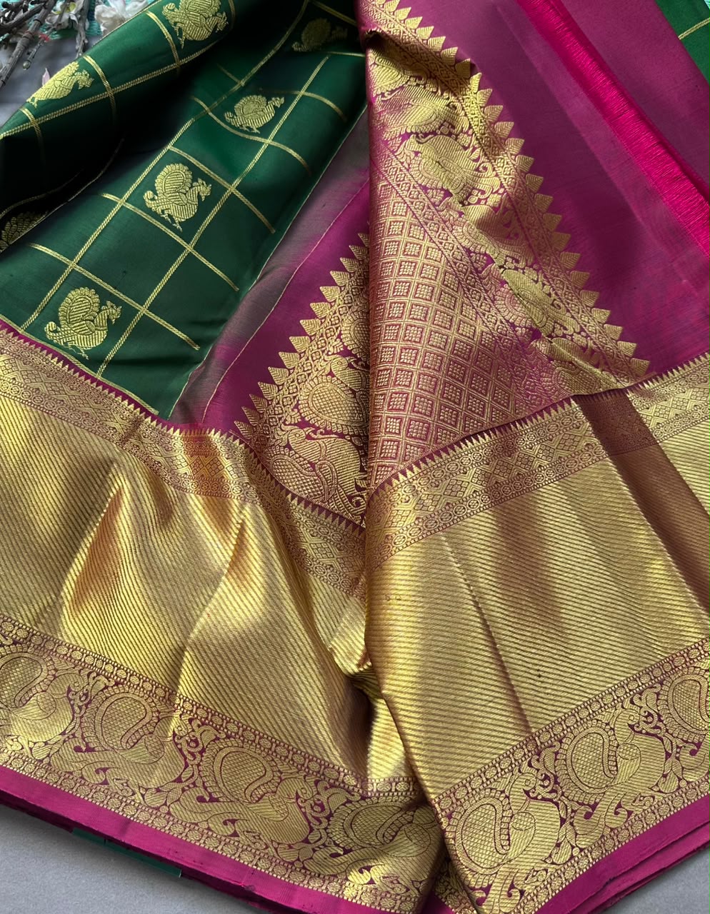 Green n wine Pure Kanchi Silk Saree 108