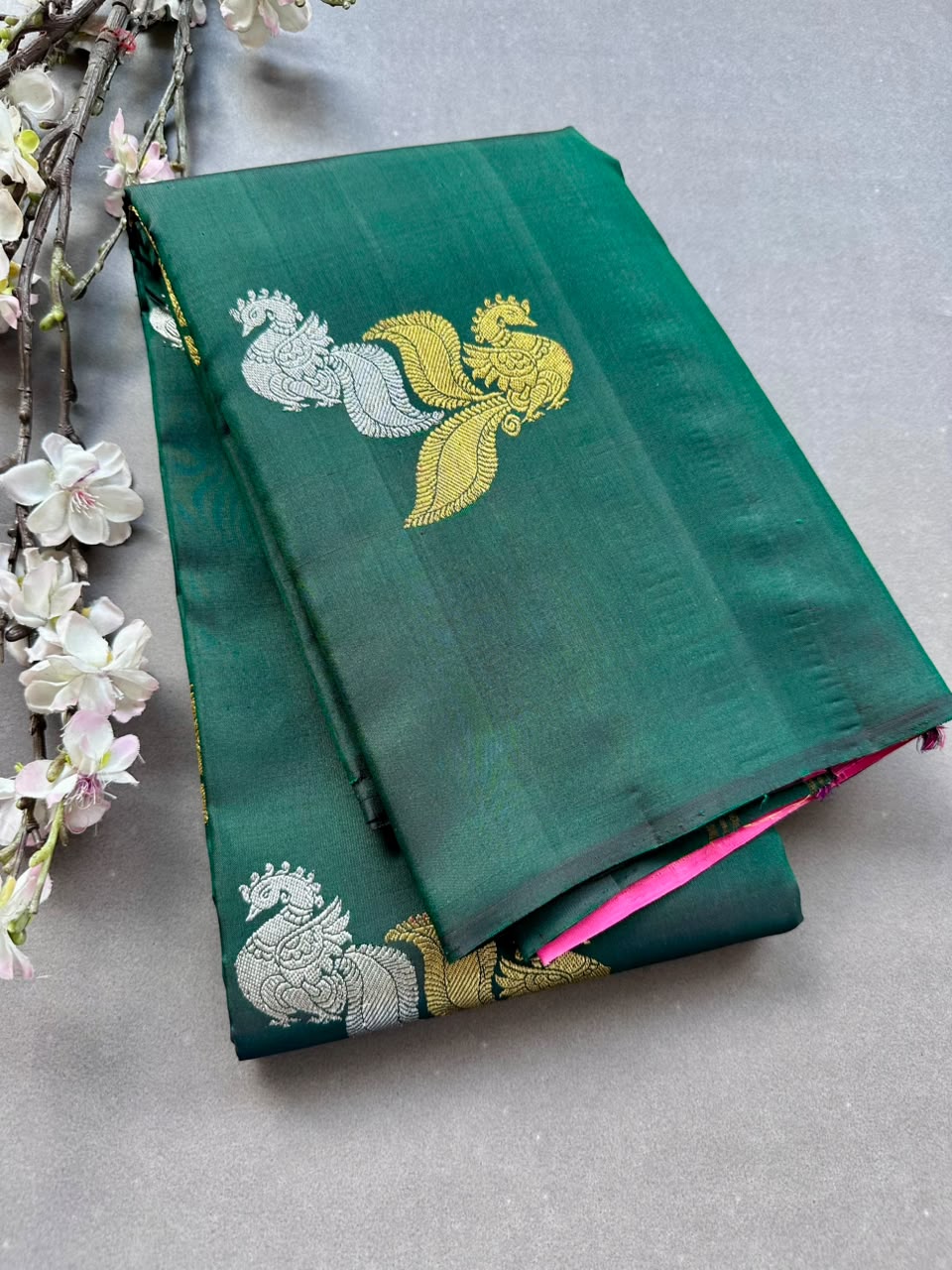 Green n pink Pure Kanchi Silk Saree 108