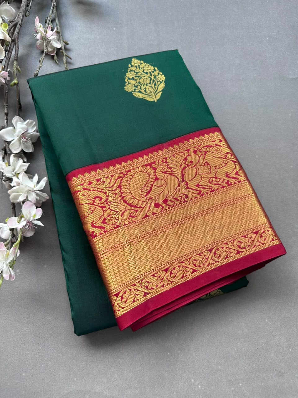 Green Pure Kanchi Silk Saree 108