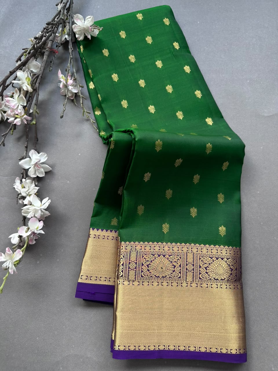 Green n purple Pure Kanchi Silk Saree 108