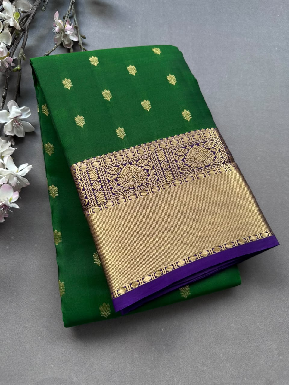 Green n purple Pure Kanchi Silk Saree 108