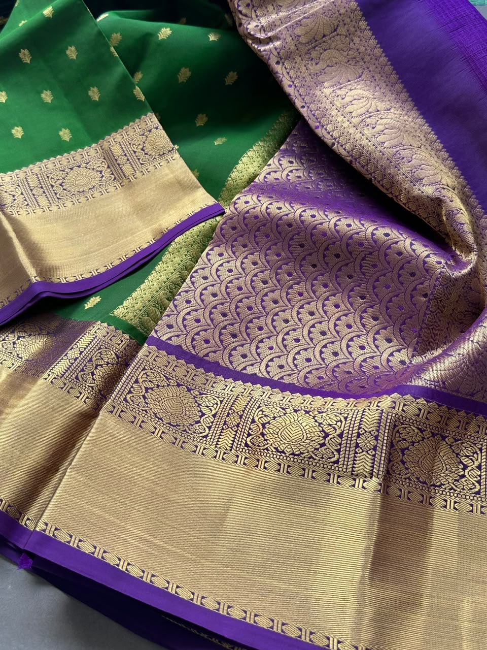 Green n purple Pure Kanchi Silk Saree 108