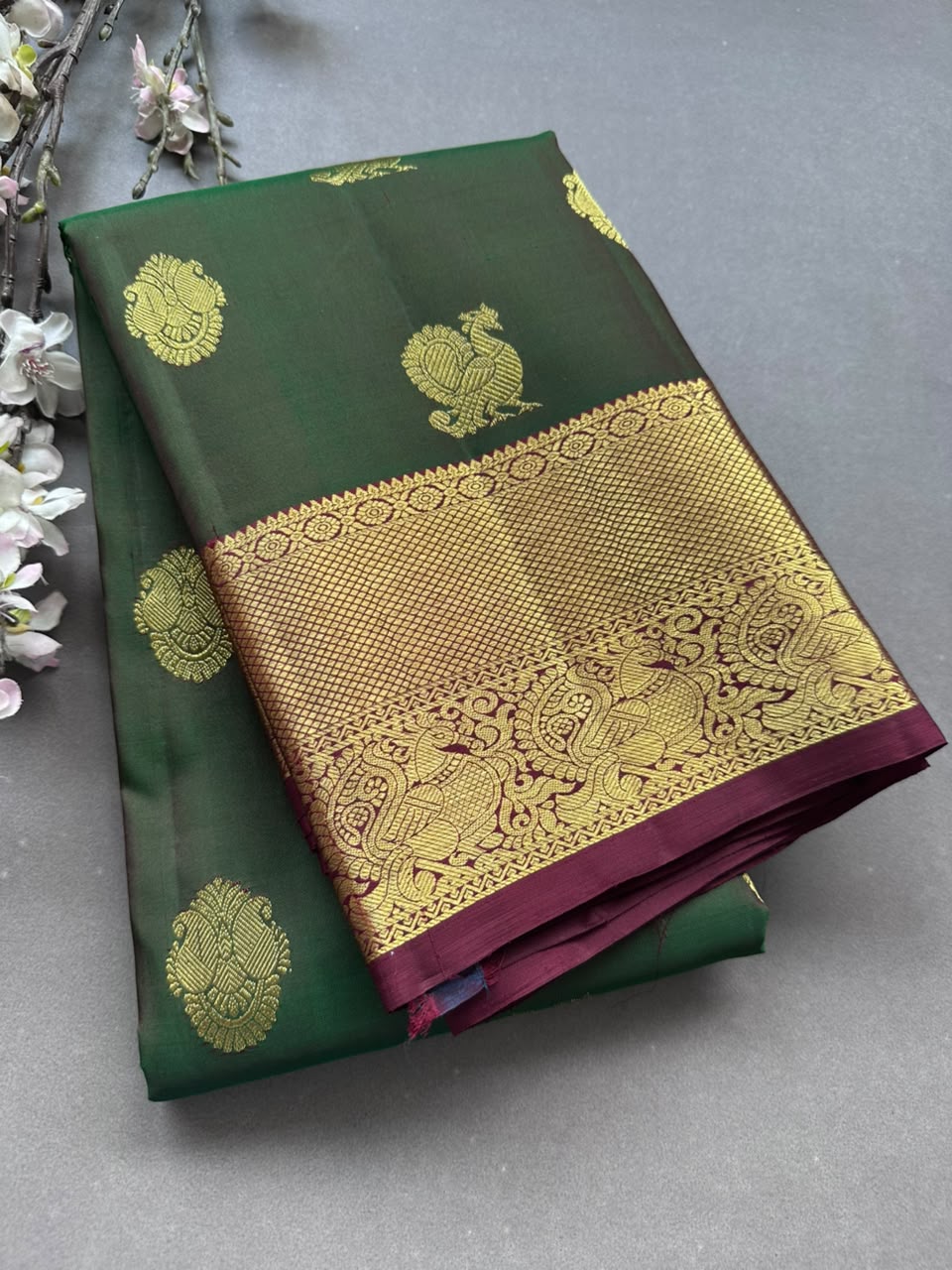 Green Pure Kanchi Silk Saree 108