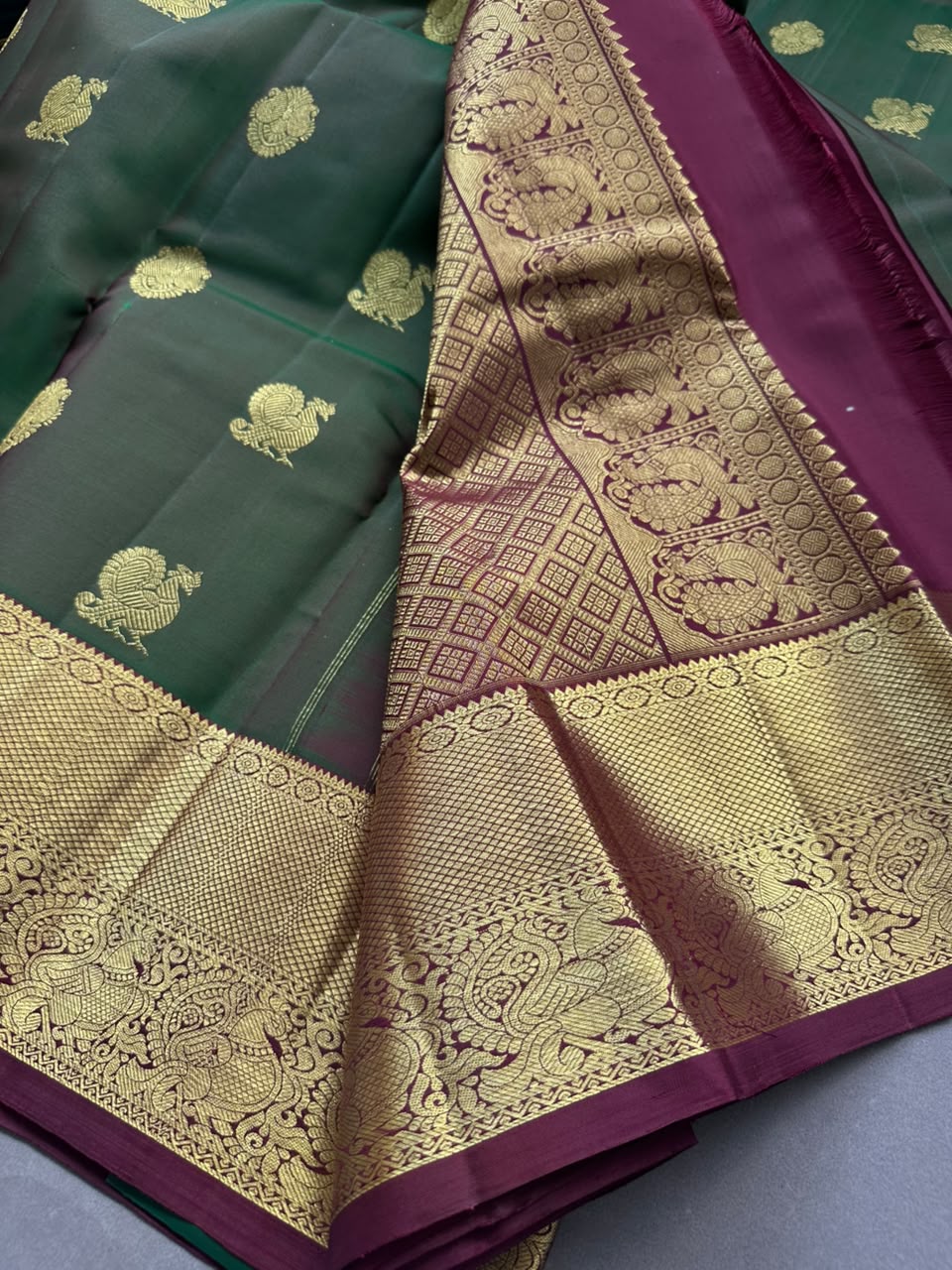Green Pure Kanchi Silk Saree 108