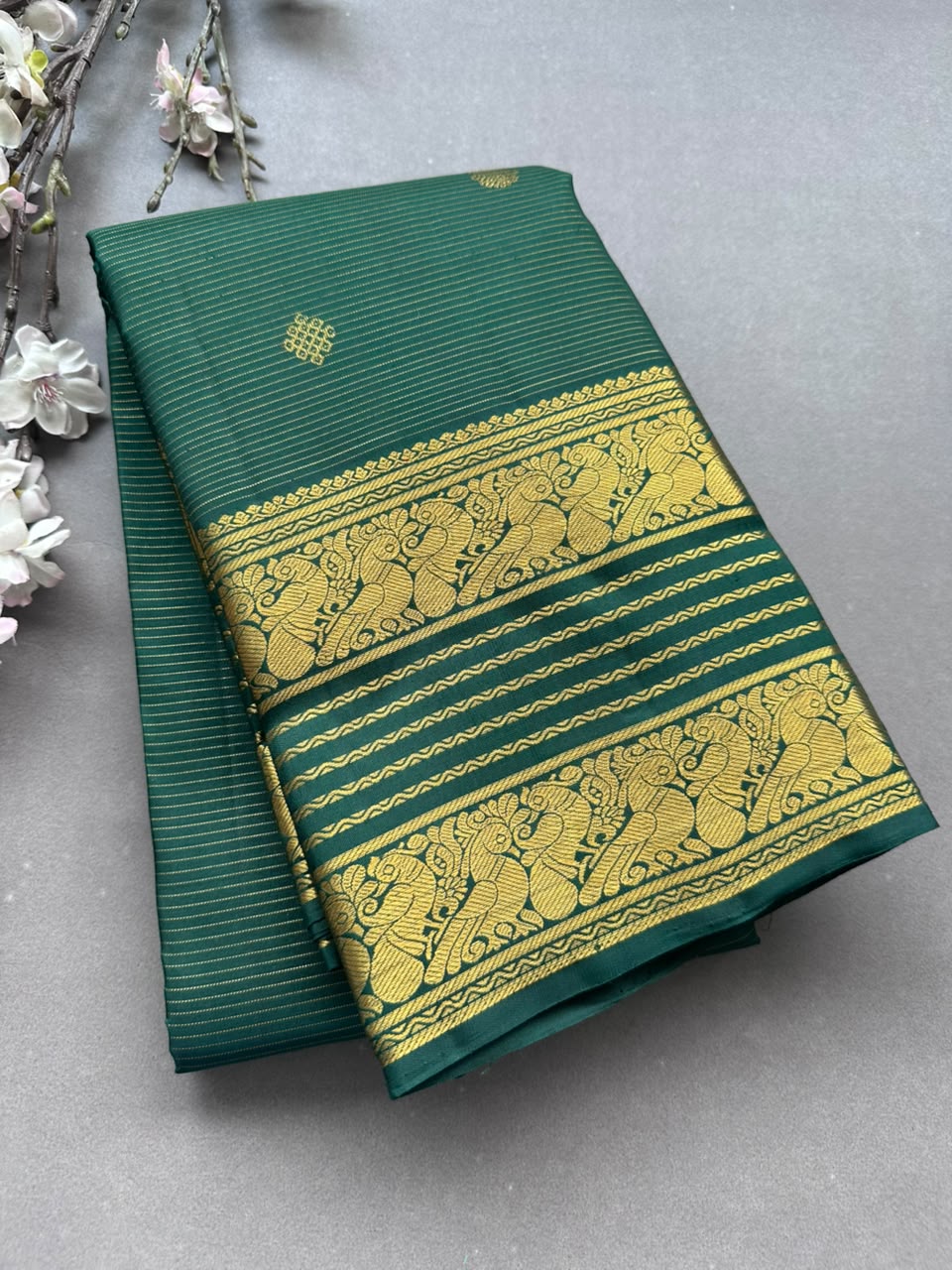 Green Pure Kanchi Silk Saree 108