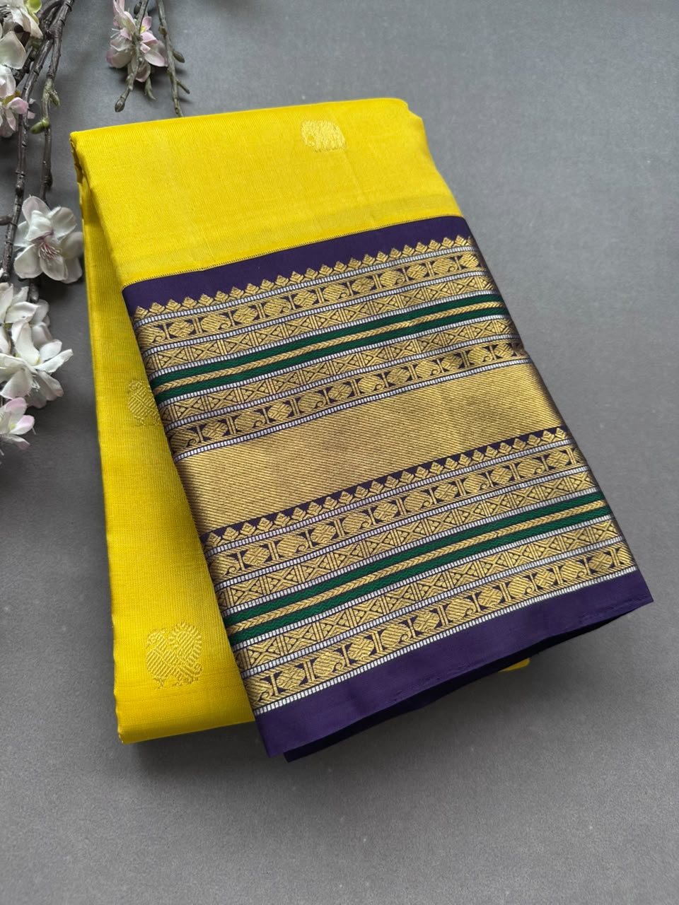 Yellow Pure Kanchi Silk Saree 108