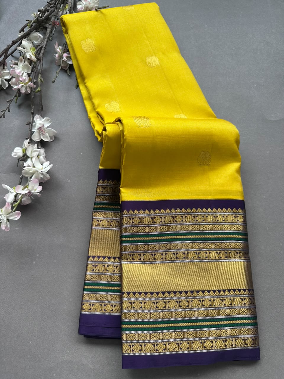 Yellow Pure Kanchi Silk Saree 108