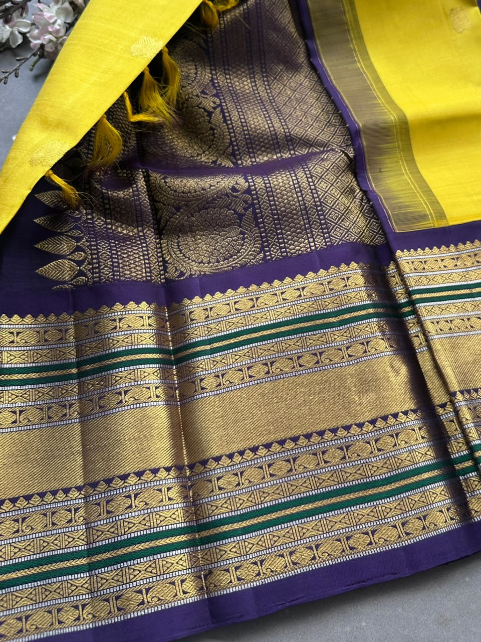 Yellow Pure Kanchi Silk Saree 108