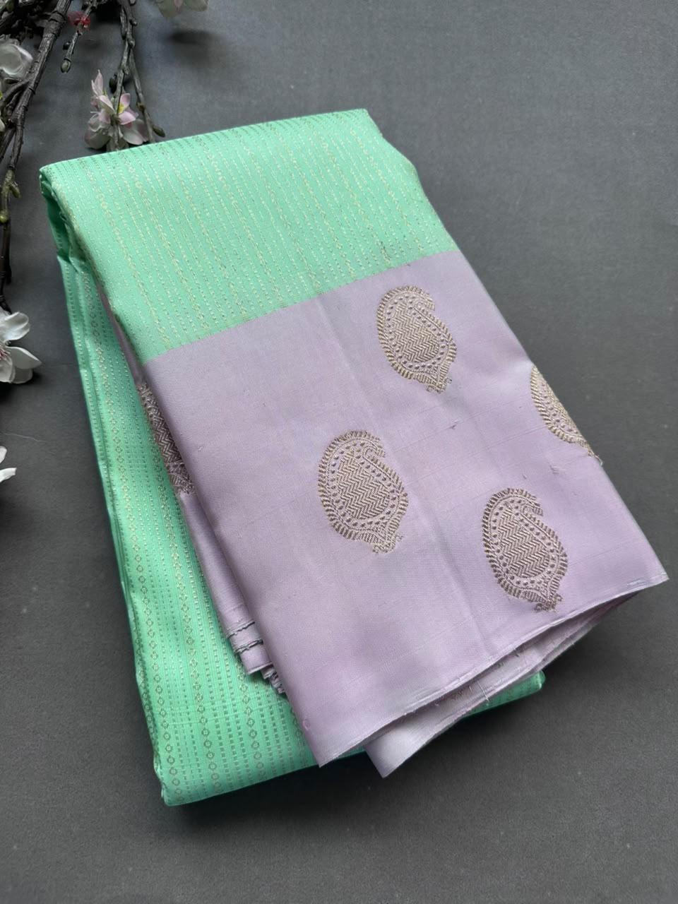 Pastel green Pure Kanchi Silk Saree 108