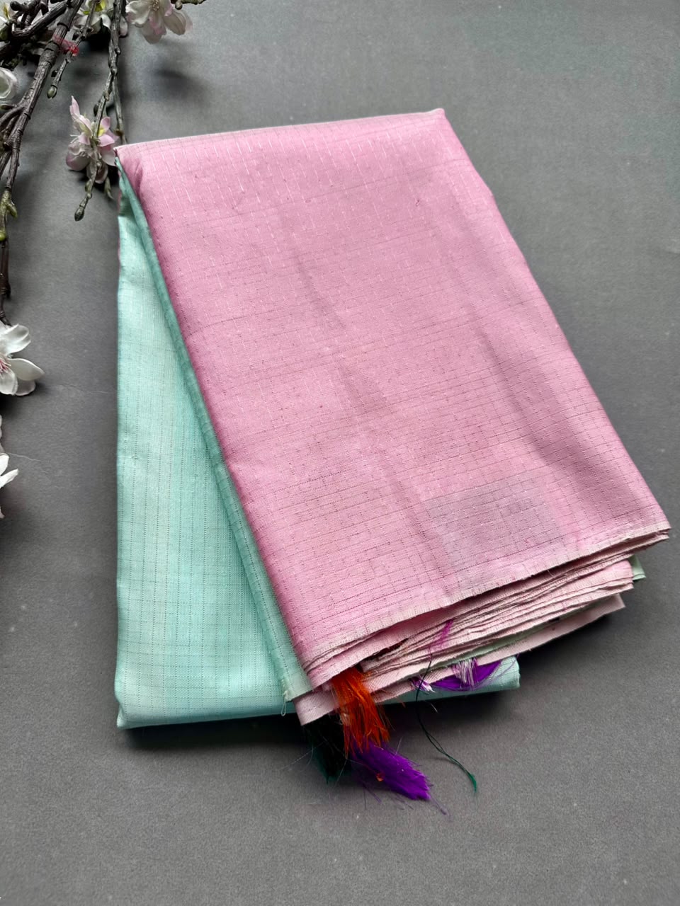 Pink n blue Pure Kanchi Silk Saree 108