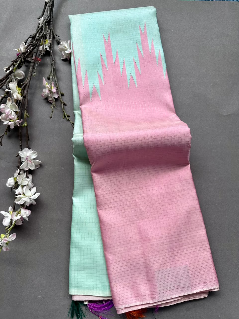 Pink n blue Pure Kanchi Silk Saree 108