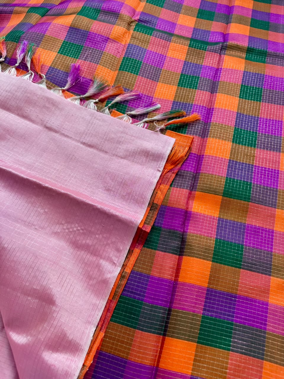 Pink n blue Pure Kanchi Silk Saree 108