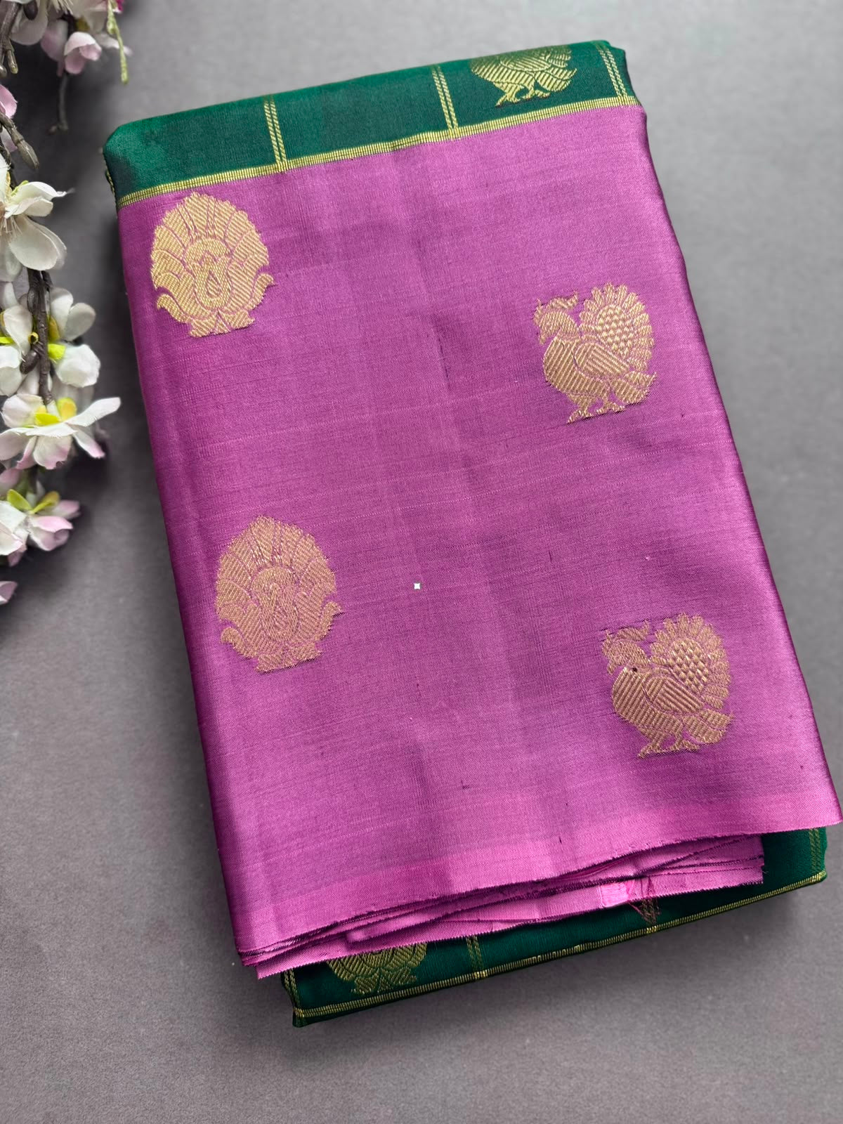 Green n Mauve Pure Kanchi Silk Saree 108