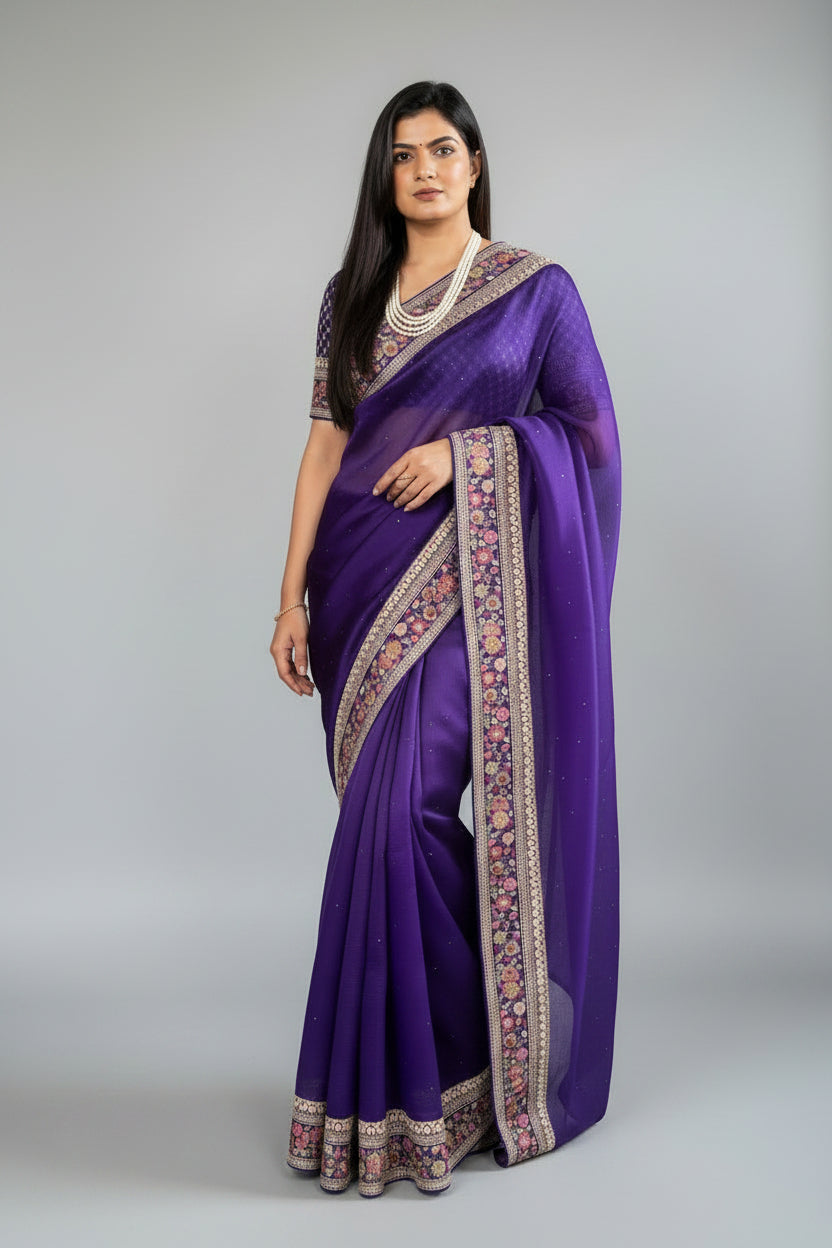 Purple Sabyasachi Inspired Pure Organza Saree 108