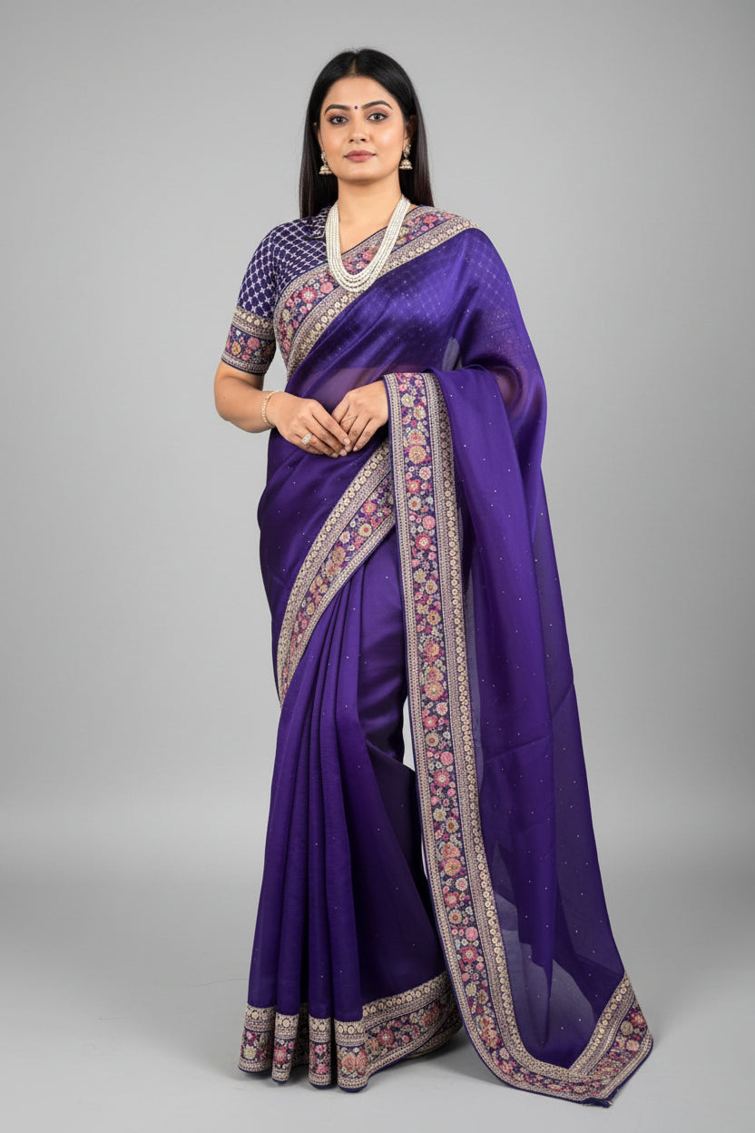 Purple Sabyasachi Inspired Pure Organza Saree 108
