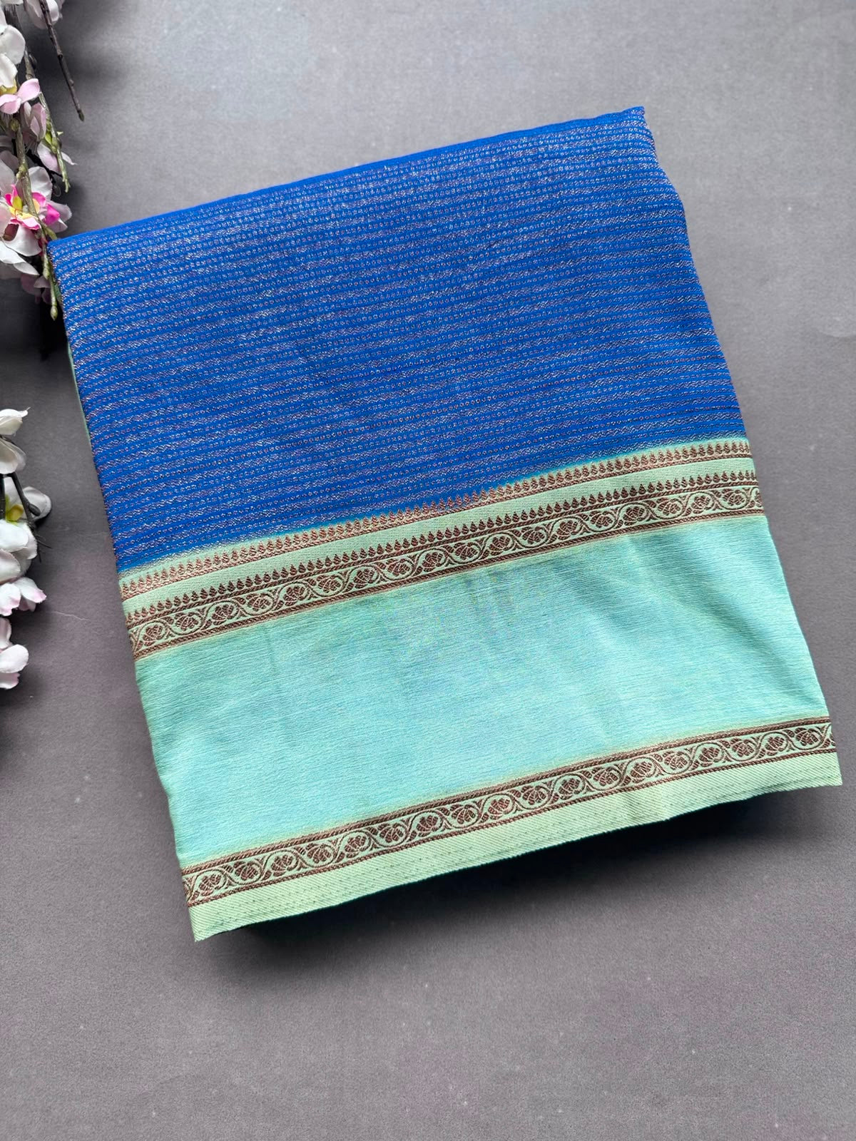 Blue Dupion Silk Saree 108
