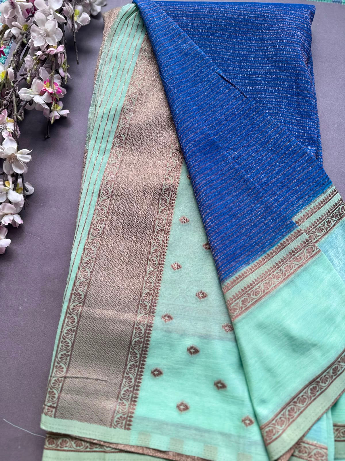 Blue Dupion Silk Saree 108