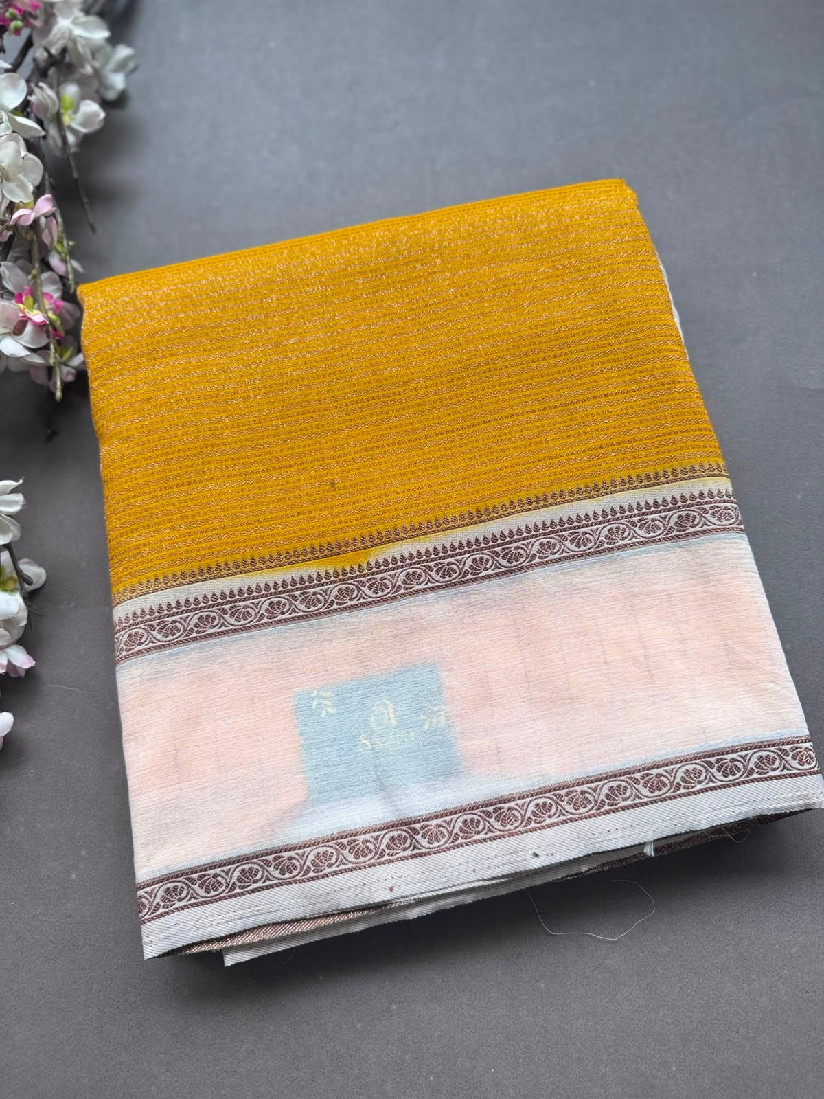Mustard Dupion Silk Saree 108