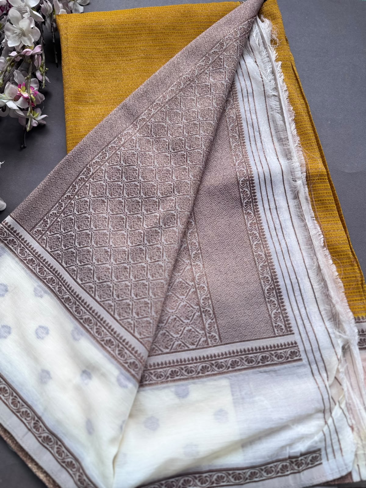 Mustard Dupion Silk Saree 108