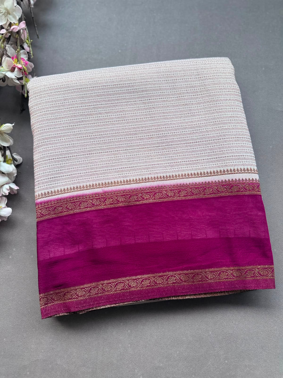 Cream Dupion Silk Saree 108