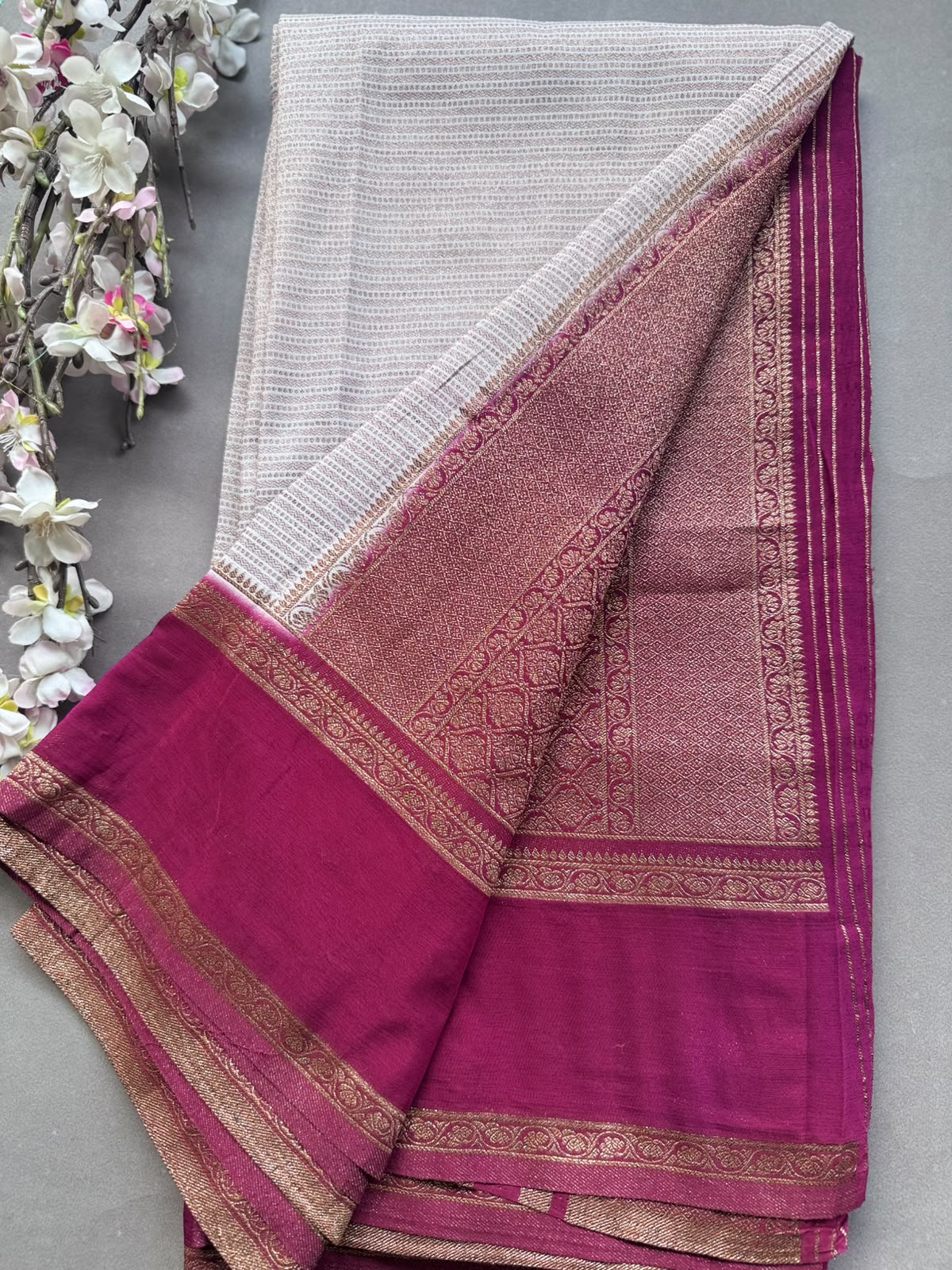 Cream Dupion Silk Saree 108