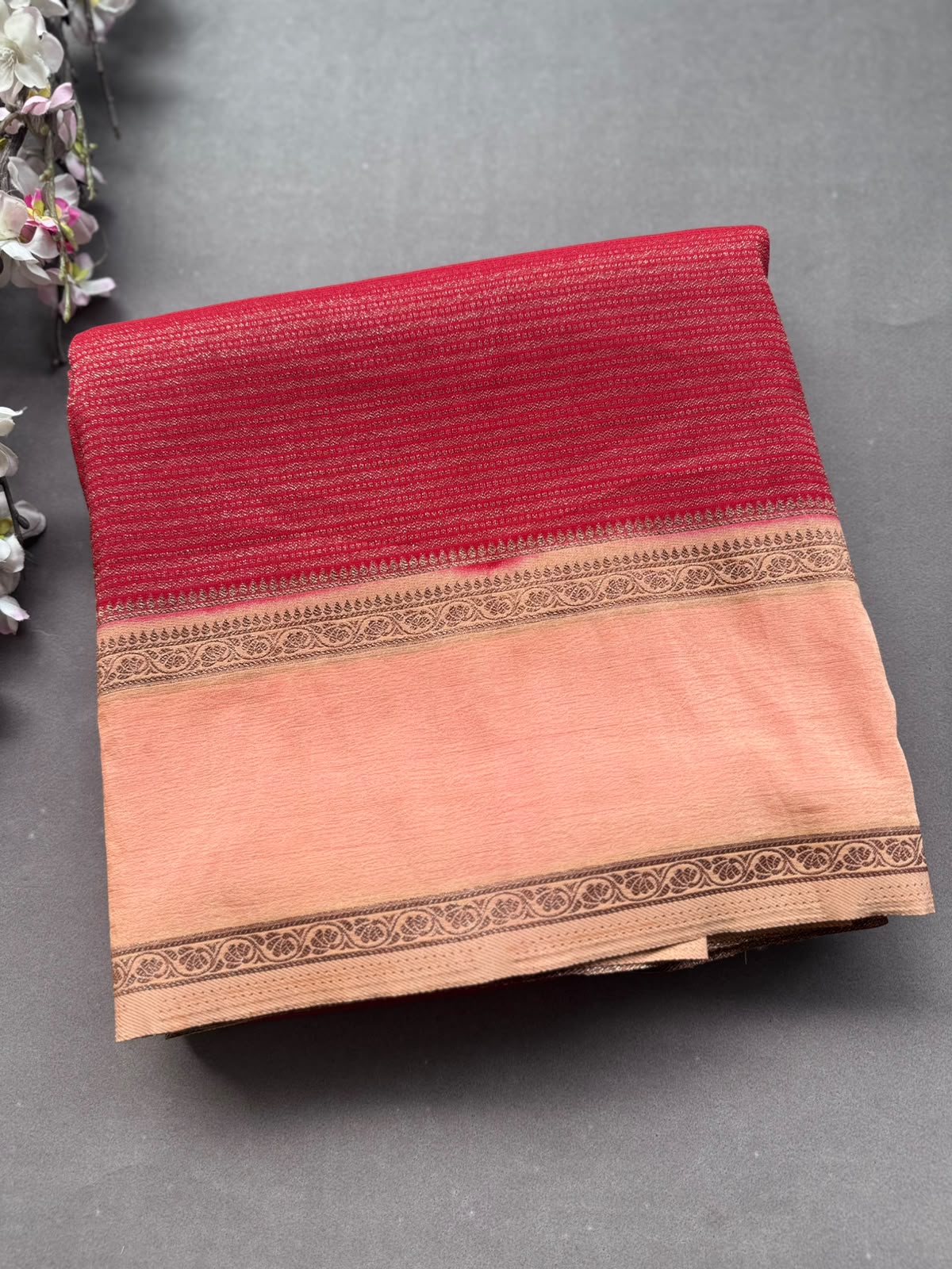 Red Dupion Silk Saree 108