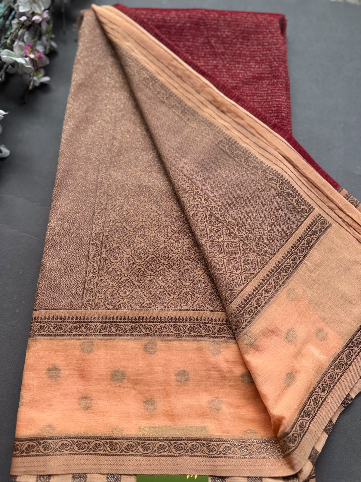 Red Dupion Silk Saree 108