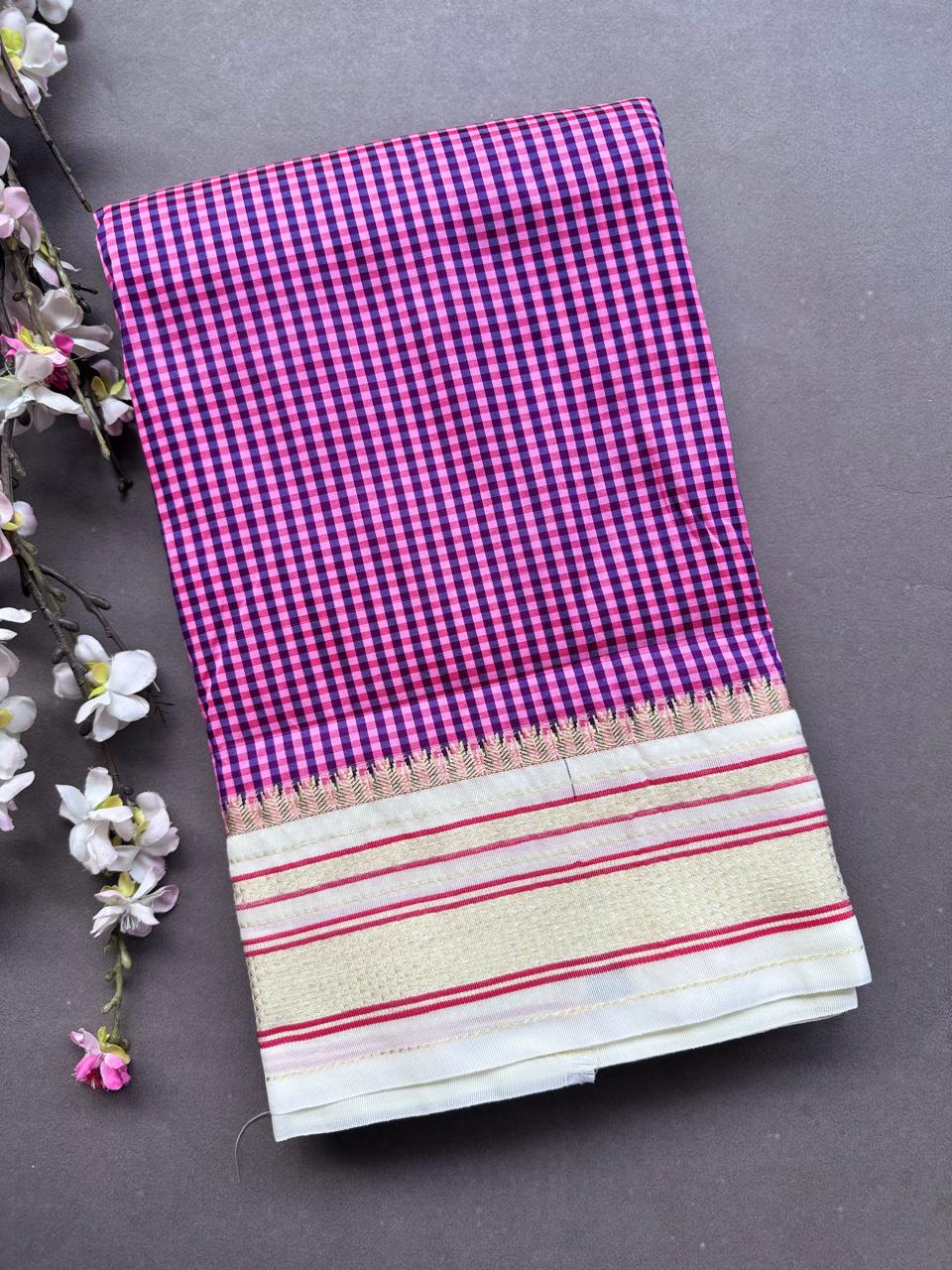 Pink Checks ilkal Silk Saree 108