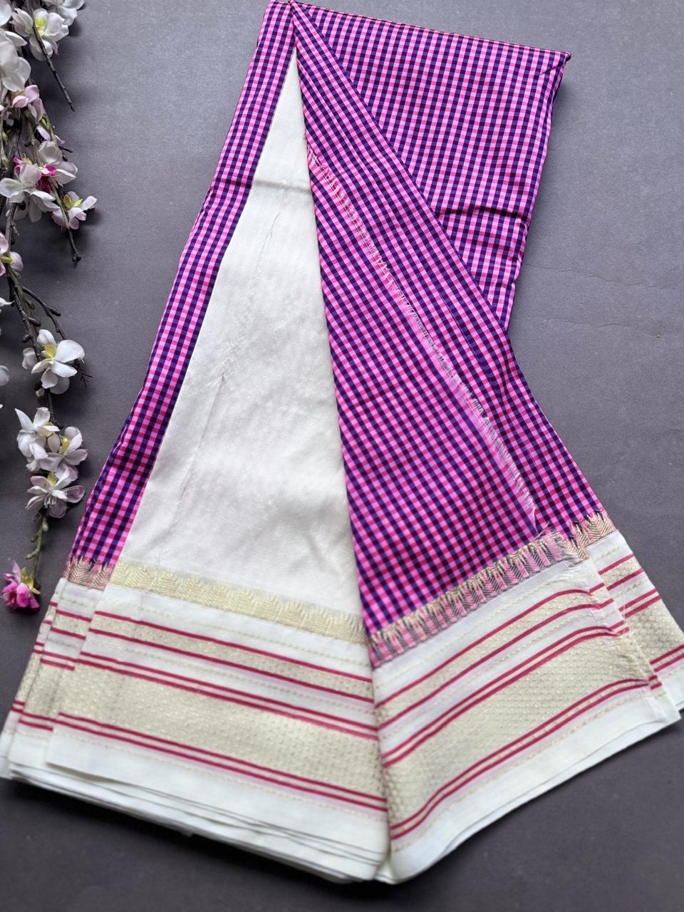 Pink Checks ilkal Silk Saree 108